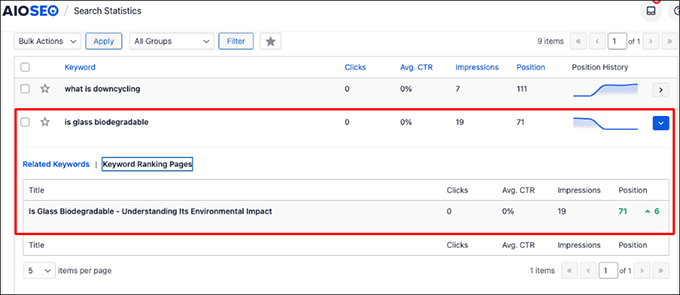 Keyword tracking in AIOSEO Keyword tracking in AIOSEO
