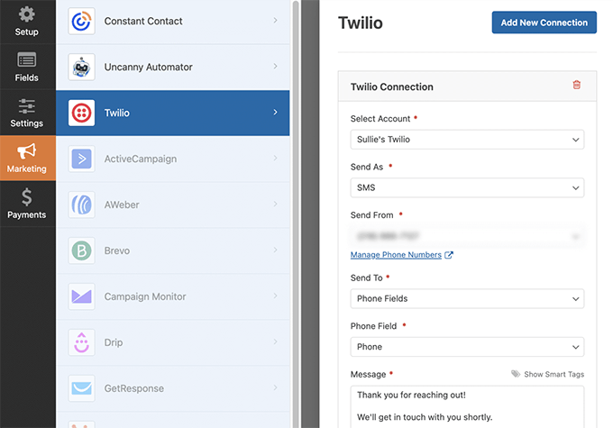 Send SMS messages via Twilio using WPForms Send SMS messages via Twilio using WPForms