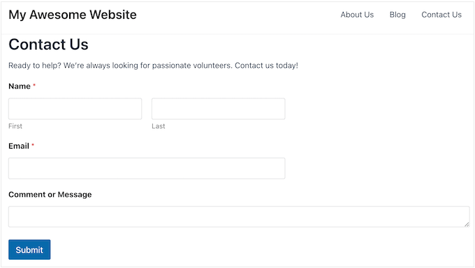 An example of a donation form, created using WPForms An example of a donation form, created using WPForms