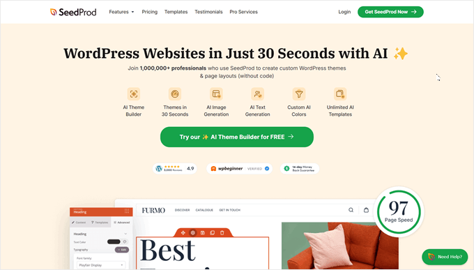 The SeedProd landing page builder The SeedProd landing page builder
