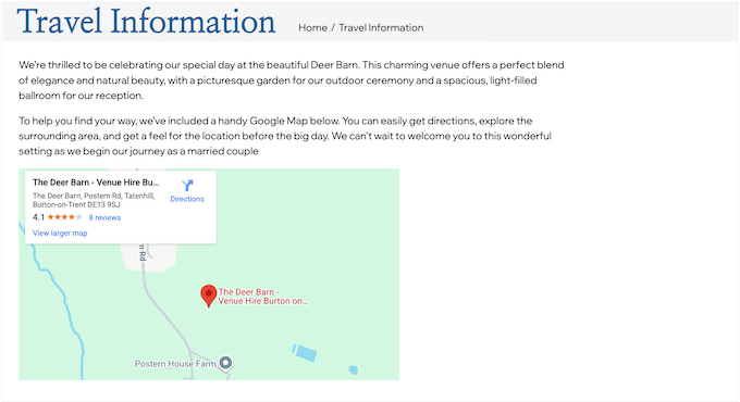 Embedding a map on your wedding website Embedding a map on your wedding website