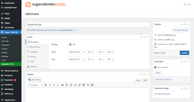 Adding a schedule to your wedding website using Sugar Calendar Adding a schedule to your wedding website using Sugar Calendar