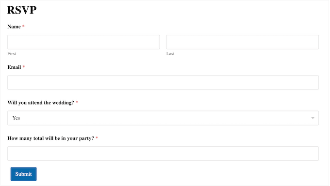 An RSVP system, created using WPForms An RSVP system, created using WPForms