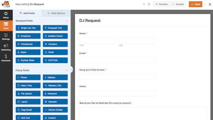 The WPForms drag-and-drop form builder The WPForms drag-and-drop form builder