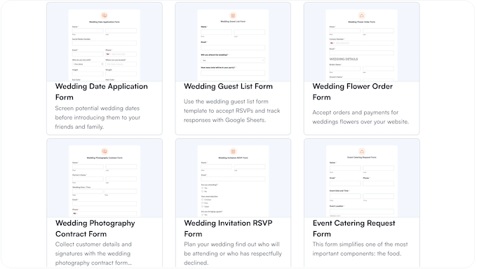 A collection of ready-made from templates for your wedding website A collection of ready-made from templates for your wedding website