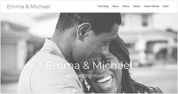 An example of a wedding theme in WordPress An example of a wedding theme in WordPress