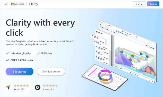 Microsoft Clarity's website Microsoft Clarity's website