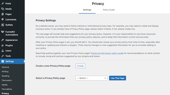 How to generate a privacy policy, using the built-in WordPress tools How to generate a privacy policy, using the built-in WordPress tools