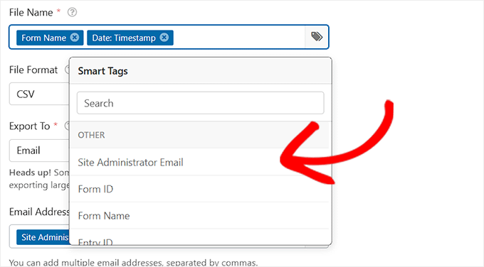 Choose a file name for export file with smart tags in WPForms Choose a file name for export file with smart tags in WPForms