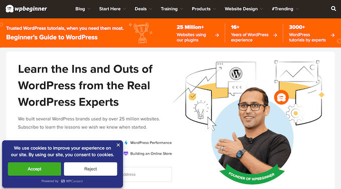 An example of a cookie consent and privacy banner, created using WPConsent An example of a cookie consent and privacy banner, created using WPConsent