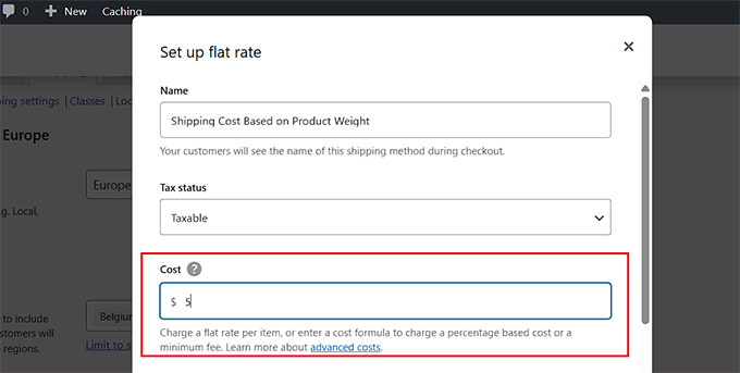 Add a default shipping cost Add a default shipping cost