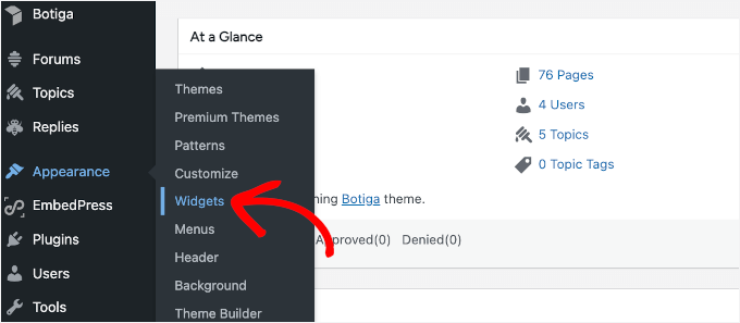 Go to Appearance Widgets Go to Appearance Widgets