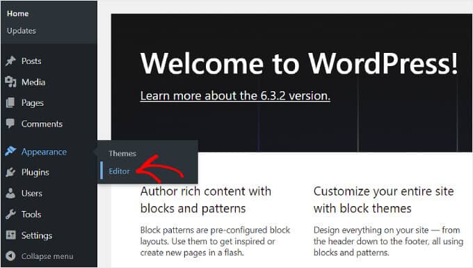 Navigating to the Full-Site Editor from the WordPress dashboard Navigating to the Full-Site Editor from the WordPress dashboard