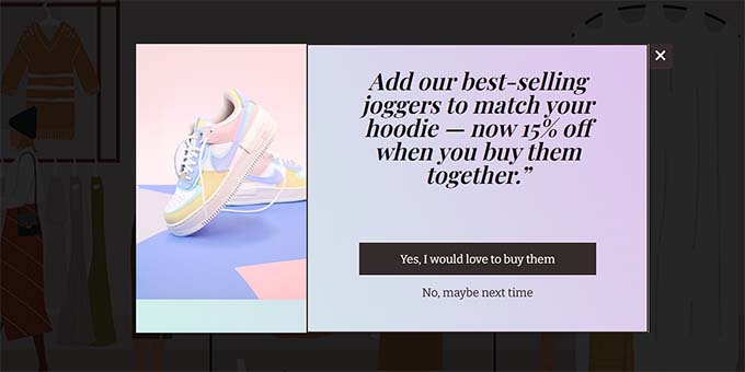 Preview of an upselling lightbox popup in OptinMonster Preview of an upselling lightbox popup in OptinMonster