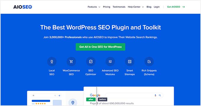 The AIOSEO WordPress plugin, with built-in social media features