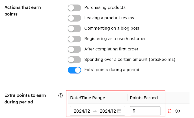 coupons-loyalty-settings-pointsamount-period Awarding extra points in a WooCommerce loyalty program