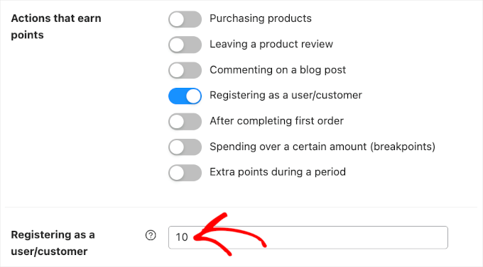 coupons-loyalty-settings-pointsamount-registerasuser Awarding points for registering as a new customer