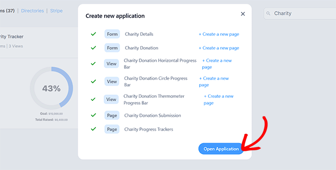 Click the Open Application button in Formidable Forms Click the Open Application button in Formidable Forms