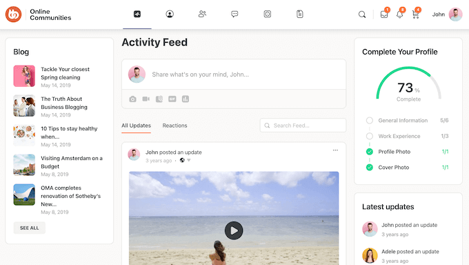 An example of a community site, created using BuddyBoss