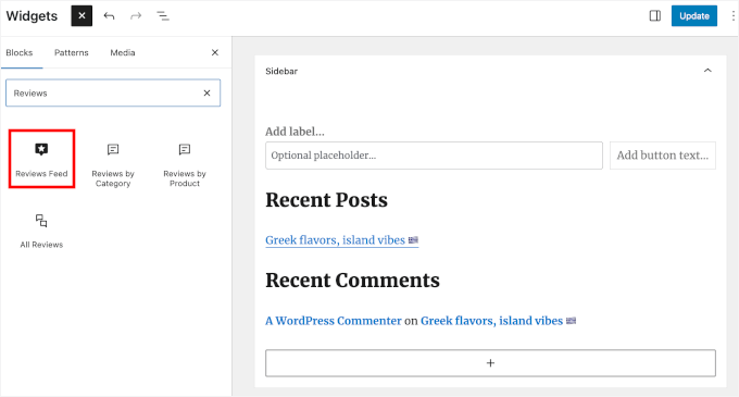 Adding TripAdvisor review to the sidebar
