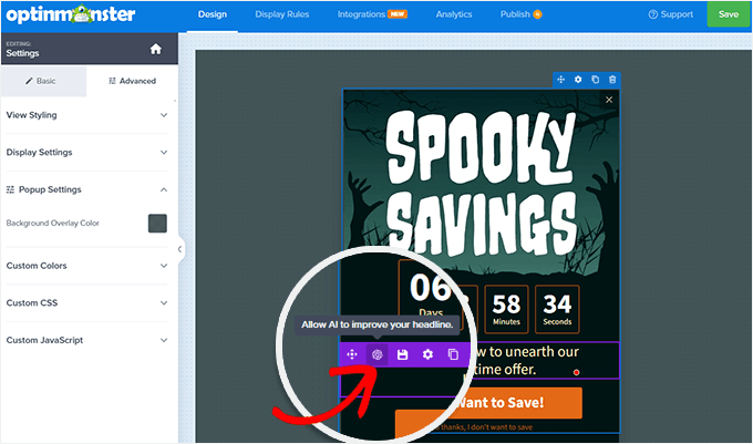AI popup optimizations in OptinMonster AI popup optimizations in OptinMonster