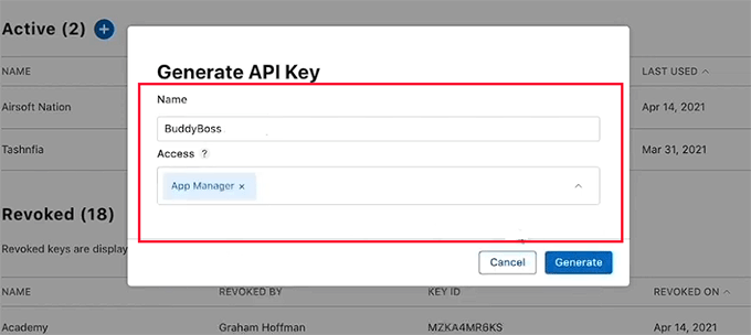 Configure name and access for API key in the Apple Developer Account Configure name and access for API key in the Apple Developer Account