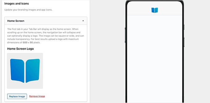 Add logo to app homescreen Add logo to app homescreen