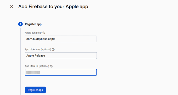 Create an iOS app in Firebase Create an iOS app in Firebase