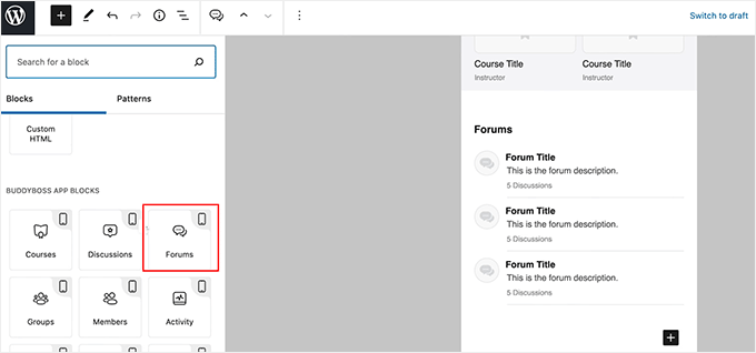 Add blocks to customize the app page in BuddyBoss App Add blocks to customize the app page in BuddyBoss App