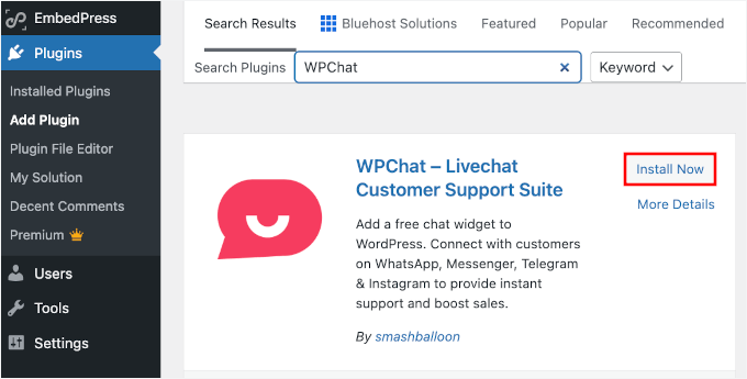 Installing WPChat in WordPress Installing WPChat in WordPress