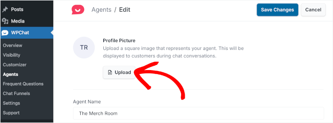 The Upload button in WPChat The Upload button in WPChat