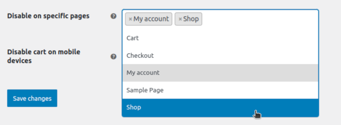 Hiding side cart on certain pages Hiding side cart on certain pages