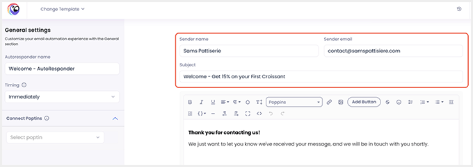 Autoresponder feature in Poptin Autoresponder feature in Poptin