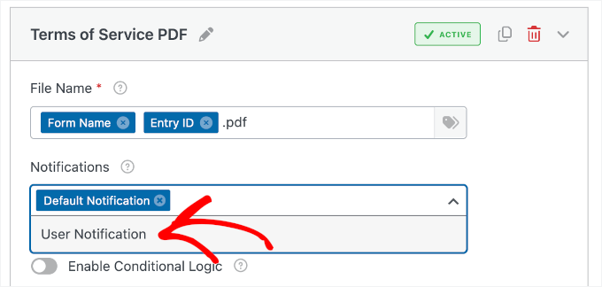 Adding User Notification to the PDF setting Adding User Notification to the PDF setting
