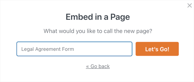 Naming the new page Naming the new page