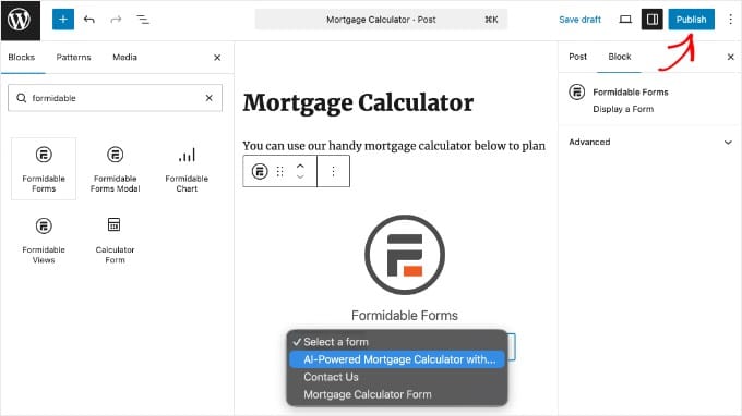 Adding a Formidable Forms Block to a Post or Page Adding a Formidable Forms Block to a Post or Page