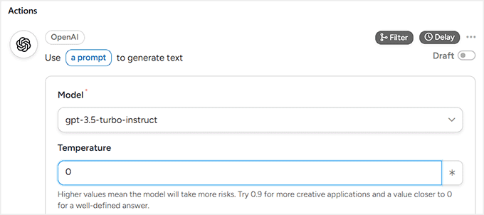 Set a temperature for OpenAI results in Uncanny Automator Set a temperature for OpenAI results in Uncanny Automator