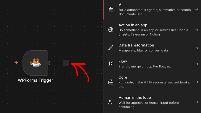Adding an Action Node in n8n Adding an Action Node in n8n