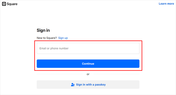 Enter the email associated with your Square account Enter the email associated with your Square account