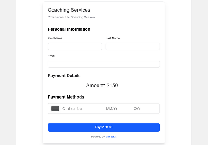 Example of a Square payment form created with MyPayKit Example of a Square payment form created with MyPayKit