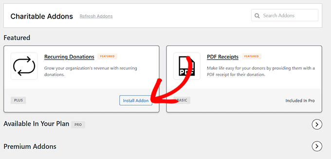 Install Recurring Donations addon in Charitable Install Recurring Donations addon in Charitable
