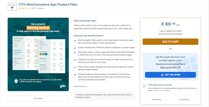 YITH WooCommerce Ajax Product Filter's pricing page YITH WooCommerce Ajax Product Filter's pricing page