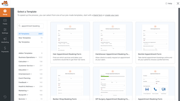 WPForms' ready-made appointment booking template WPForms' ready-made appointment booking template