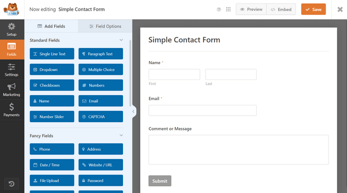An example of a contact form, created using WPForms An example of a contact form, created using WPForms