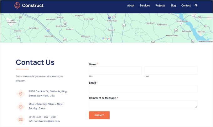 Sydney's contact page with map Sydney's contact page with map