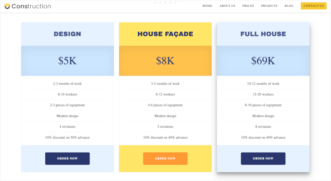 OceanWP's pricing table OceanWP's pricing table