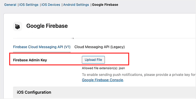 Add Firebase admin key in MemberPress AppKit Add Firebase admin key in MemberPress AppKit
