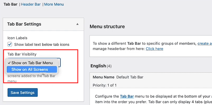 Configure tab bar visibility in MemberPress AppKit Configure tab bar visibility in MemberPress AppKit