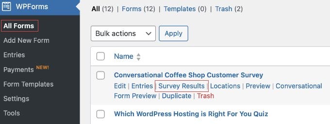 WPForms Survey Results Link WPForms Survey Results Link