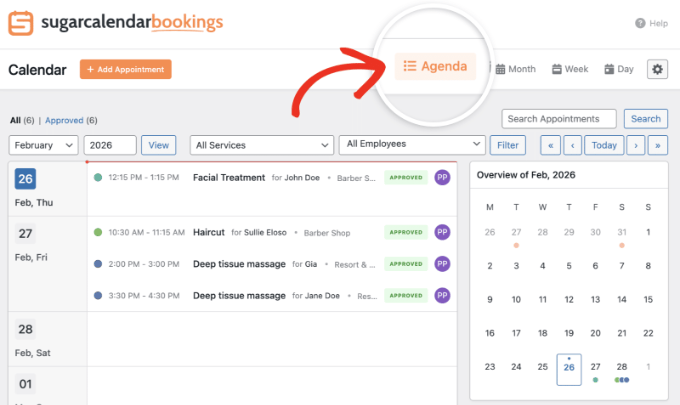 The Agenda View in Sugar Calendar Bookings The Agenda View in Sugar Calendar Bookings